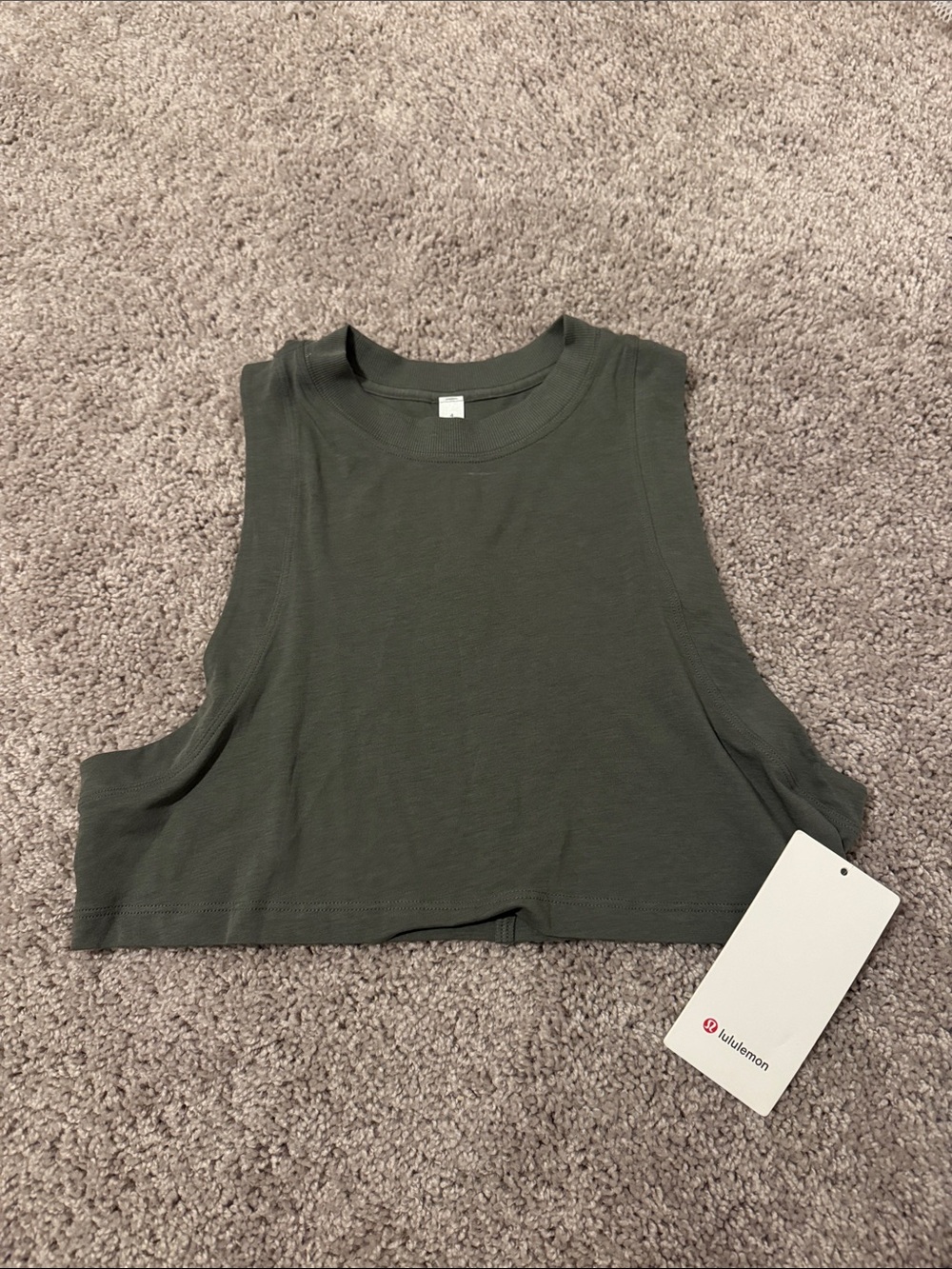 lululemon athletica Olive Green Cropped Muscle Tank